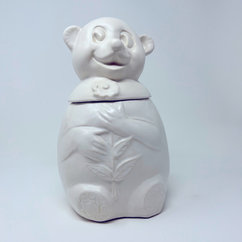 Vintage McCoy Pottery White Teddy Bear Cookie Jar